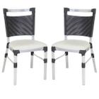 2 Cadeiras Alumínio Panero Fibra Preto Assento Estofado Branco