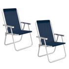 2 Cadeiras de Praia Alta Conforto Aluminio Sannet Azul Mor