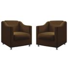 2 Cadeiras Decorativa Tila Consultório Suede Marrom Escuro - Kimi Design