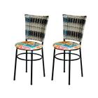 2 Cadeiras para Mesa Preta Hawai Cappuccino Premium Assento Floral