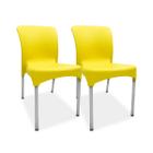 2 Cadeiras plástica Sec Line Amarela com pés de Alumínio Sala Escritório Salão