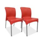 2 Cadeiras plástica Sec Line Vermelha com pés de Alumínio Para Todos Os Ambientes