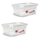 2 Caixa Retangular Gourmet C/ Travas Transparente 750ml - Ercaplast