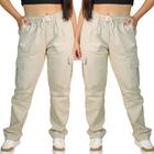 2 Calça Cargo Feminina Parachute Larga Sarja Moda Blogueira