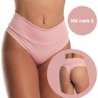 2 Calcinhas Modeladora Cós Alto Fio Duplo Kit Lingerie