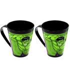 2 Canecas Plasútil Estampa Do Hulk Com Alça 360ml Infantil