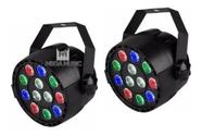 2 Canhão Par36 12 Leds Rgb Dmx Jogo De Luz Balada Decoração