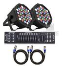 2 Canhão Refletor Led Rgbw 36 Led Slim + Mesa Dmx + Cabo 10m - SHOWTECH