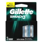 2 Cargas Gillette Mach3 Para Pele Sensível ou Pele Normal - 2 Cartuchos Gillette