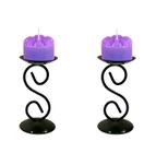 2 Castiçal 1 S Com Vela Roxa Lilás Mesa Decoração Candelabro - Velitas (r)