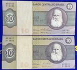 2 Cédulas 10 Cruzeiros Banco Central do Brasil Antigas Coleção Linda Cédulas