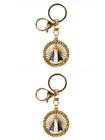 2 CHAVEIROS MOSQUETÃO DOURADO CÍRCULO APARECIDA STRASS santa