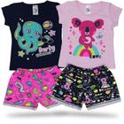 2 Conjunto Infantil de Verão Feminino Roupa Meia Estação