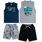 2 Conjuntos de Menino Masculino em Algodão Verão Calor Roupas Bermudas e Regatas