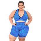 2 Conjuntos Feminino Plus Size Roupa Academia Fitness Cropped e Short