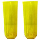 2 Copo Acrílico Long Drink Aniversário Bebidas 350Ml Amarelo