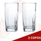 2 Copos Quadrado Vidro Transparente Texas Mesa Posta 320ml