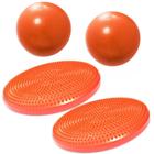 2 Discos Inflaveis de Equilibrio + 2 Overballs para Pilates 25cm Laranja Liveup Sports
