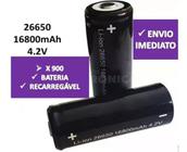 2 (duas) Bateria 26650 4.2v 16800 Militar forte iluminação Led T6 T9 X900 Recarregável