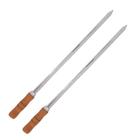 2 Espetos Espada 70cm De Inox Com Cabo Madeira - Churrasco