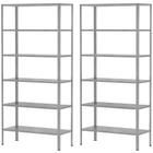 2 Estantes Para Sala Almoxarifado Livros De Aço Galvanizada Multiuso 6 Prateleiras Reforçada 90cm Armário Organização Quarto Escritório