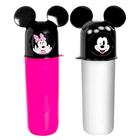 2 Estojos Giratório Minnie Rosa Mickey Porta Objetos Lápis Escova