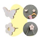 2 Ganchos parede infantil menina borboleta flor rosa adnet - Hanger Decor