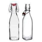 2 Garrafas de Vidro Italiana 500Ml Com Tampa Hermética Swing Para Sucos E Drinks