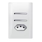 2 Interruptores Simples + Tomada Universal 2P+T 10A Cromado com Placa 4x2 Branco - DC-120023 - NOVARA - Dicompel