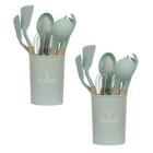 2 Jogo de Talheres Silicone Cozinha Colher Escumadeira Copo - Kitchen Set