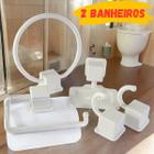 2 Kit 5 Pcs Acessórios Banheiro Branco Saboneteira Porta Toalhas Papel Higiênico Polipropileno Resistente