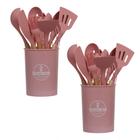 2 Kit Utensílios De Cozinha Silicone Várias Peças Cor Rosa - Kitchen Set