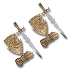 2 Kits Medieval Espada Escudo Manopla De Combate Infantil