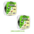 2 Linha Monofilamento Verde Super Raiglon 0,26mm 15,2lb 100m