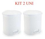 2 Lixeira Cesto Lixo Cozinha Banheiro Pedal 6 L Rattan branc