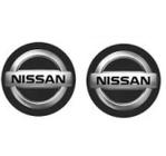 2 Logo Emblema Adesivo Preto Nissan Chave Aluminio 14Mm