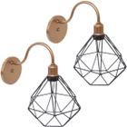 2 Luminárias Arandela de Parede Aramada Diamante P Industrial Retro Vintage Agp Ilumini