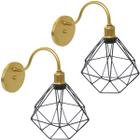 2 Luminárias Arandela de Parede Aramada Diamante P Industrial Retro Vintage Agp Ilumini