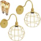 2 Luminárias Arandela de Parede Aramada Globo Industrial Retro + 2 Lâmpadas Led ST64 Vintage - Agp Ilumini/Gmh Tr