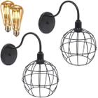 2 Luminárias Arandela de Parede Aramada Globo Industrial Retro + 2 Lâmpadas Led ST64 Vintage - Agp Ilumini/Gmh Tr