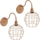 2 Luminárias Arandela de Parede Aramada Globo Industrial Retro Cobre Rose Gold Agp Ilumini Vintage