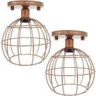 2 Lustres Teto Plafon Industrial Aramado Globo Retrô Luminária Vintage Cobre Rose Gold Agp Ilumini