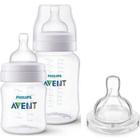 2 Mamadeiras Avent Classic 125/260Ml + Bico 4 - Transparente - Philips Avent