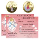 2 Moeda Fada Do Dente Leite Tooth Fairy + 2 Certificado Dentinho Bebe Baby Colorida mod4.5