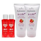 2 Óleo para Massagem Love Hot Morango + 2 K-LUBY Gel Corporal Umectante Beijável Morango - Sofisticatto