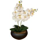2 Orquídeas Branca Artificial Arranjo Centro de Mesa Vaso Grande