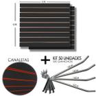 2 Paineis Canaletado Preto - 0,91 x 0,91 + 50 Gancho 10cm + Canaletas LARANJA - Tatinet