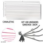 2 Paineis Canaletados - 2,44 x 1,22 + 100 Ganchos 10cm + Canaleta Rosa