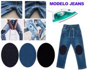 2 Pares Joelheira Jeans Termocolante Reforce Calça Reparo Remendo Divertido Infantil Adulto