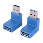 2 PCS L-Shaped USB 3.0 Masculino a Feminino 90 Graus Ângulo Conector conector conversor de cabo de extensão (azul)